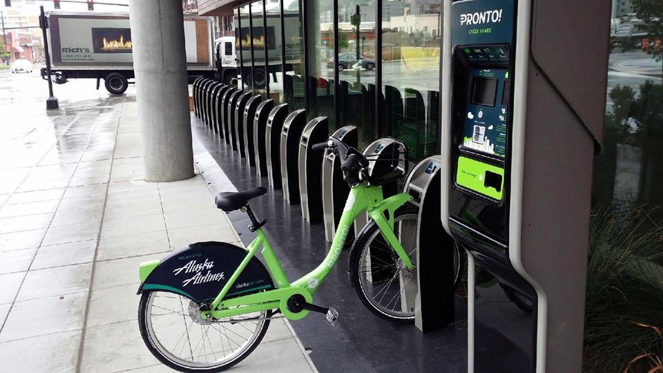 Hundreds of shareable bikes will be available for Seattleites beginning Oct. 13. Photo via Facebook by Pronto Cycle Share