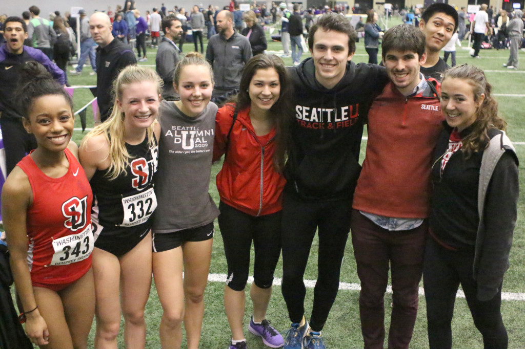 Seattle University track members show their school pride.