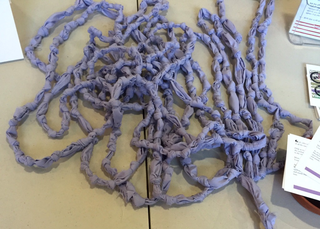 Each knot on htis rope symbolizes the life of a trasngender person who was murdered in 2015.