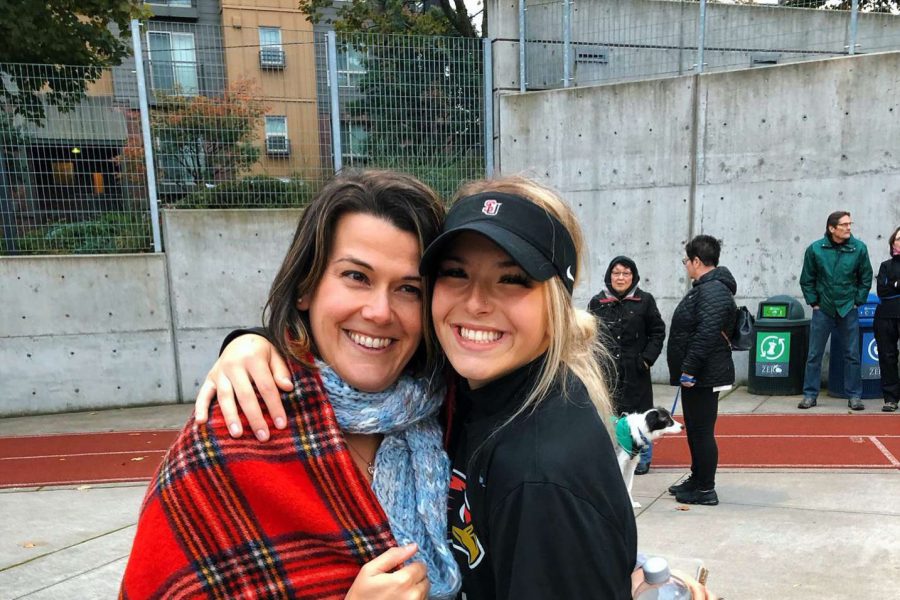Bailey Haddock (right), a first-year on Seattle U’s softball team, looks forward to working with her teammates for a spot in the top 25 teams.