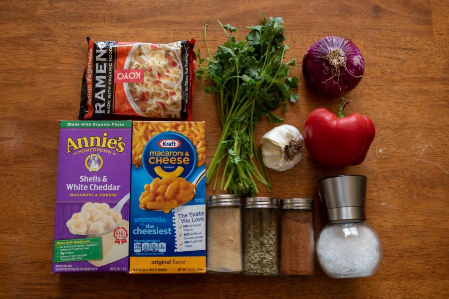Some fun ways to spice up your mac and cheese or ramen include adding pepper, garlic salt, onion powder and some fresh vegetables.