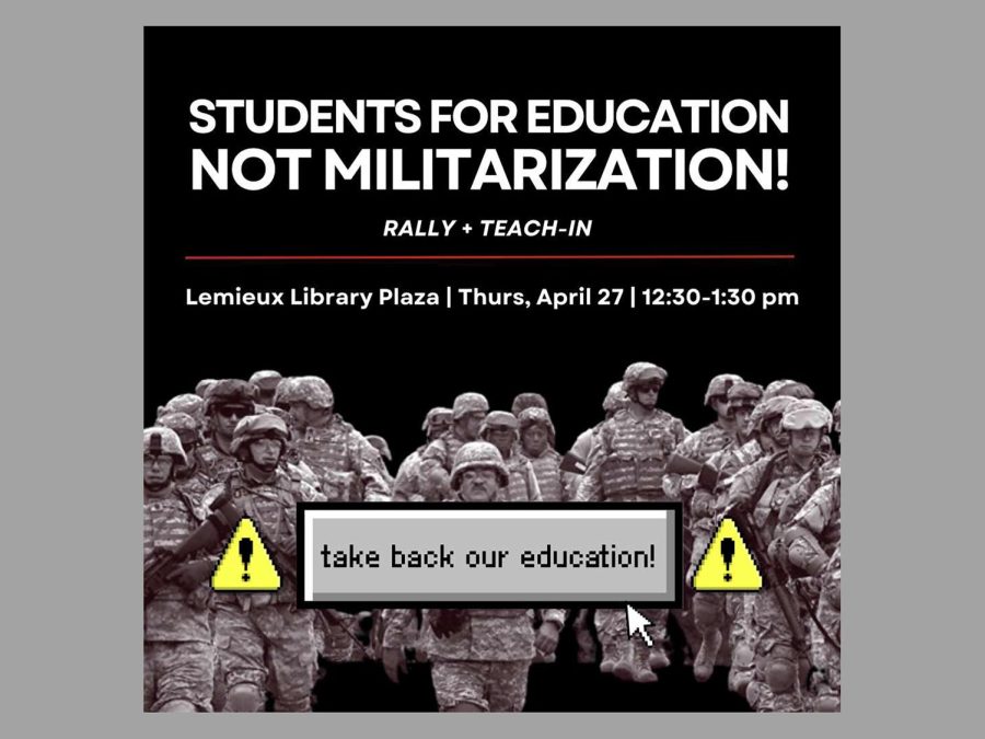 Flyer provided by Students for Education Not Militarization