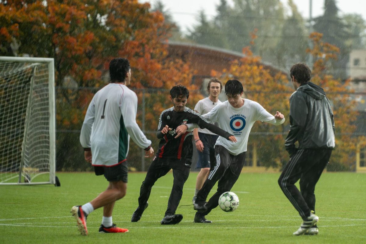 The Seattle University Intramural Soccer teams face off on the campus field on Sunday, Oct. 27, 2024.