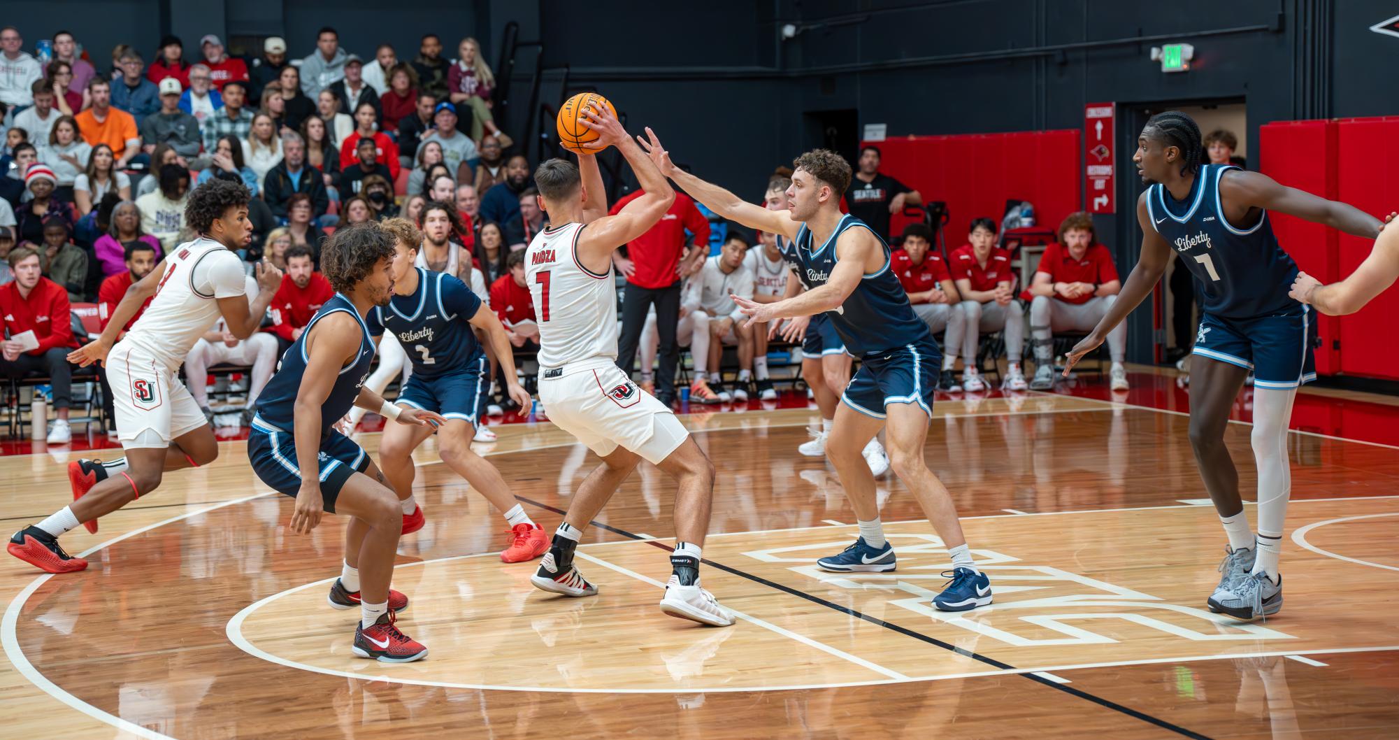 Redhawks Men’s Basketball Falls to Liberty Flames on Homecoming Night  