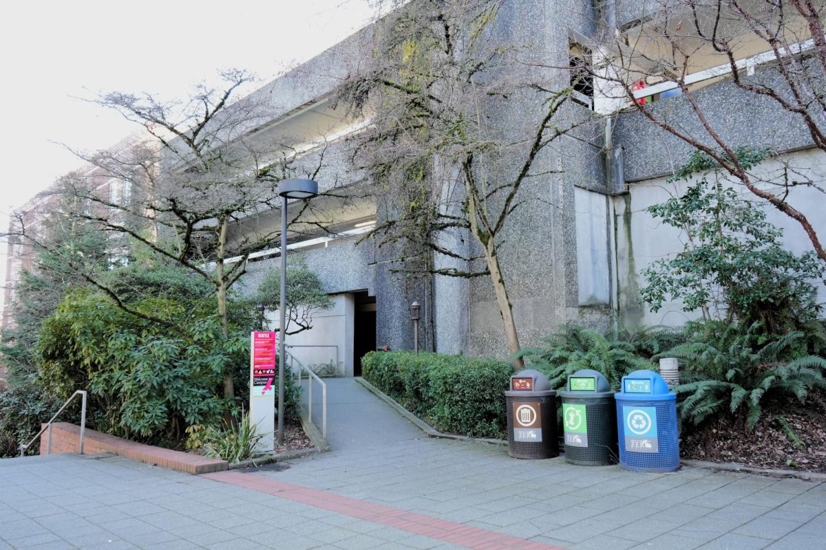 The north entrance to the Broadway parking lot.