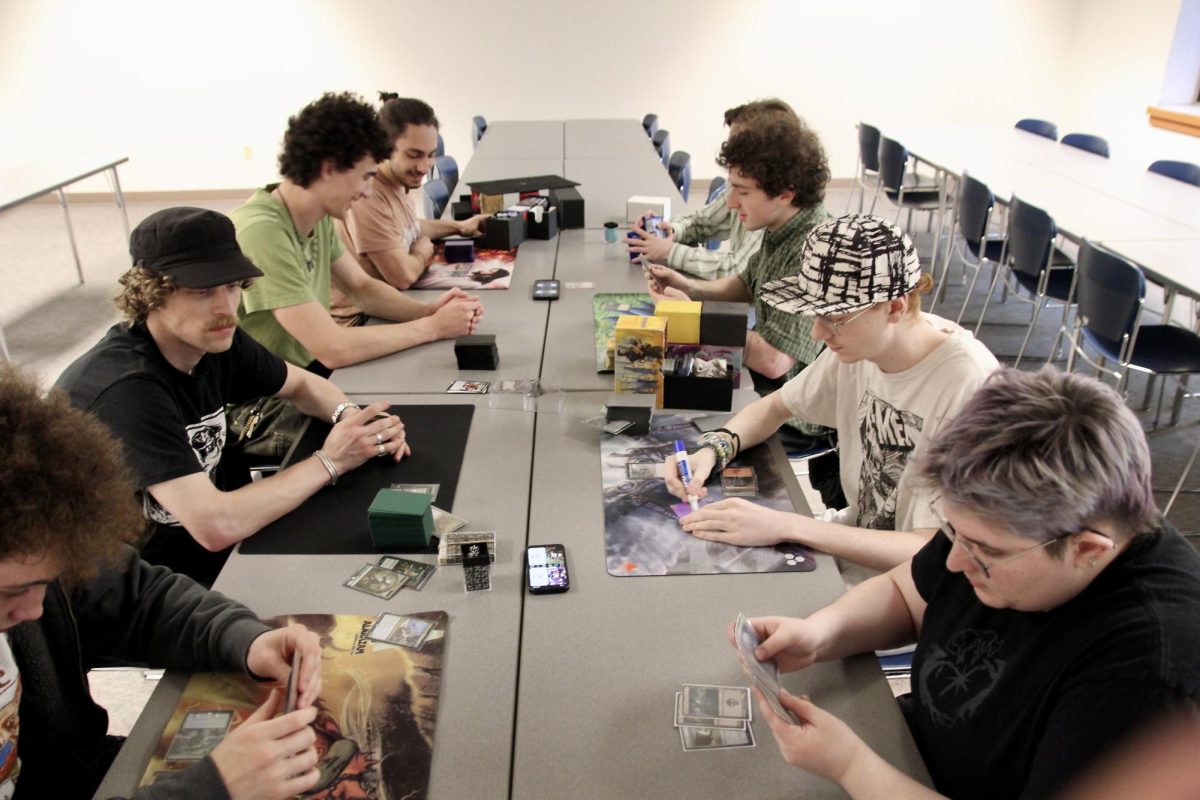 A Magic: The Gathering match in action.