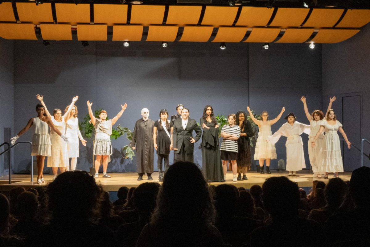 The cast of The Addams Family poses after the first number.
